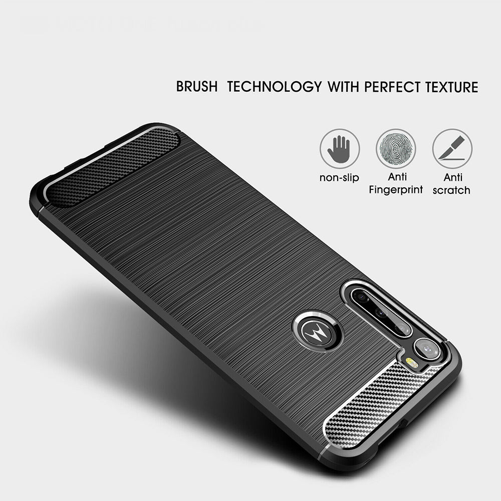 Deksel for Motorola One Fusion+, Techsuit, Karbon, Svart