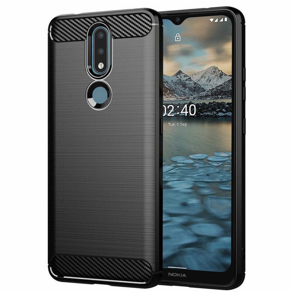 Deksel for Nokia 2.4, Techsuit, Karbon, Svart