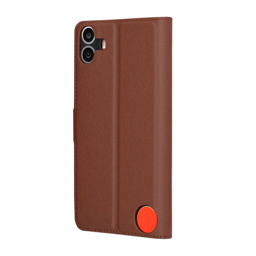 Deksel for Nothing CMF Phone 1, Techsuit, Leather Folio, Brun