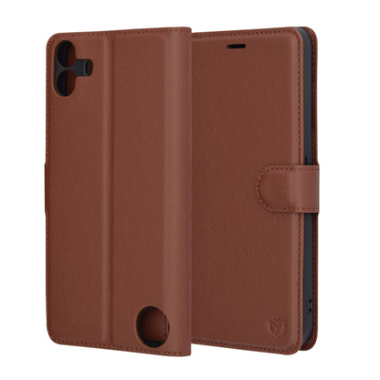 Deksel for Nothing CMF Phone 1, Techsuit, Leather Folio, Brun