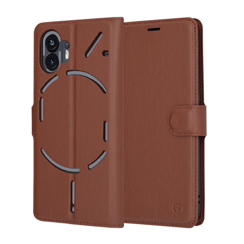 Deksel for Nothing Phone (2), Techsuit, Leather Folio, Brun