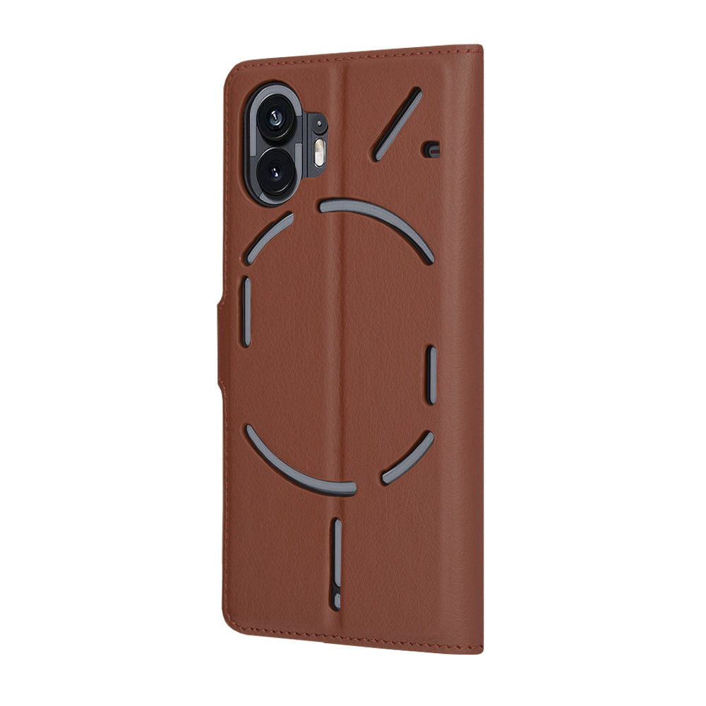 Deksel for Nothing Phone (2), Techsuit, Leather Folio, Brun