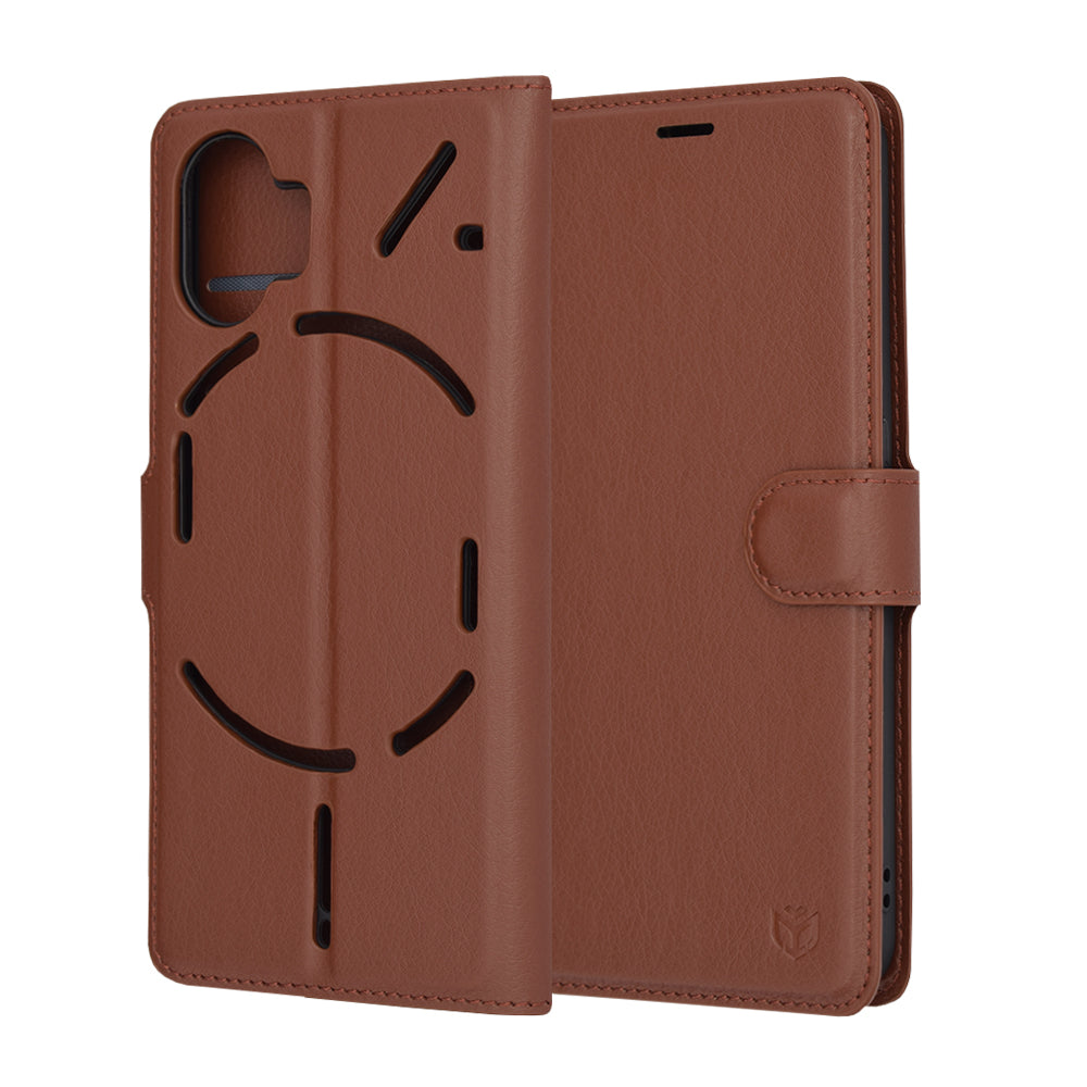 Deksel for Nothing Phone (2), Techsuit, Leather Folio, Brun