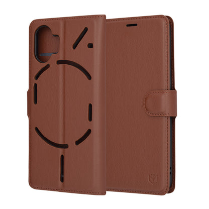 Deksel for Nothing Phone (2), Techsuit, Leather Folio, Brun