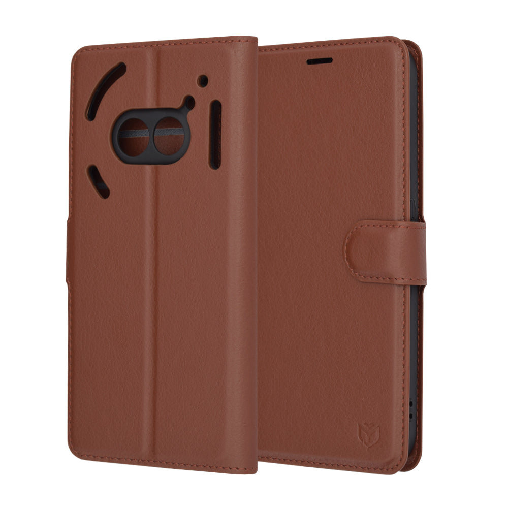 Deksel for Nothing Phone (2a) Plus / Phone (2a), Techsuit, Lær Folio, Brun