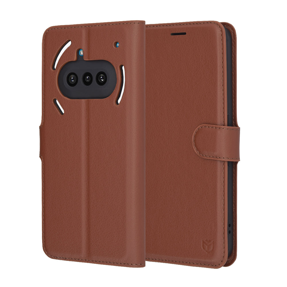Deksel for Nothing Phone (3a), Techsuit, Leather Folio, Brun