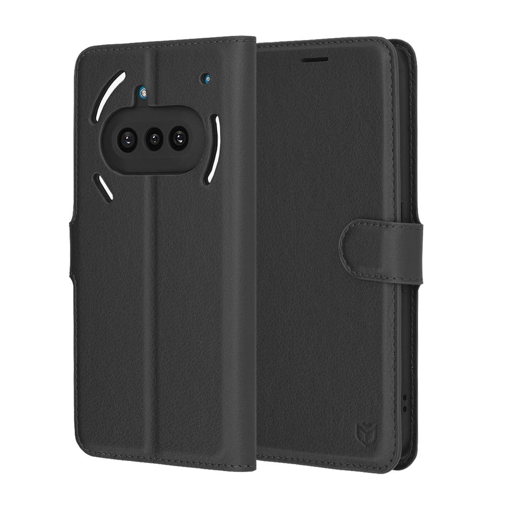 Deksel for Nothing Phone (3a), Techsuit, Leather Folio, Svart