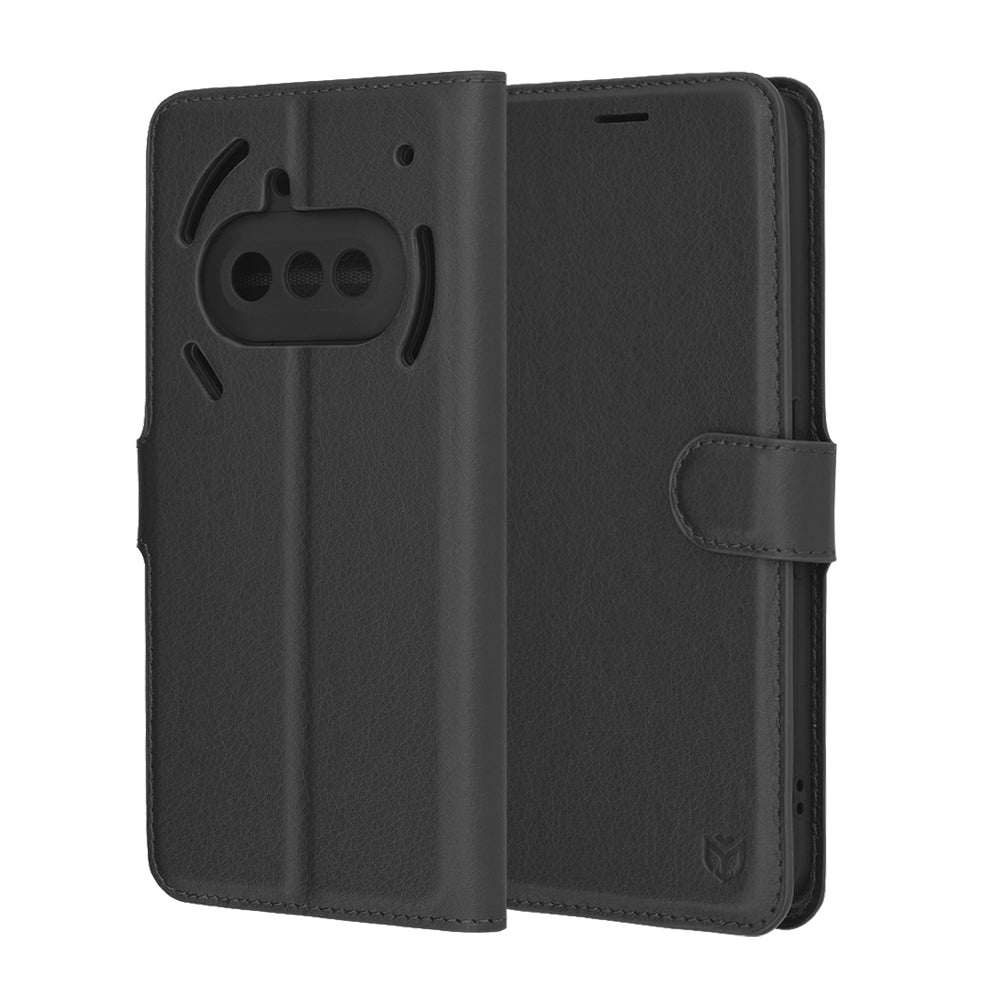 Deksel for Nothing Phone (3a), Techsuit, Leather Folio, Svart