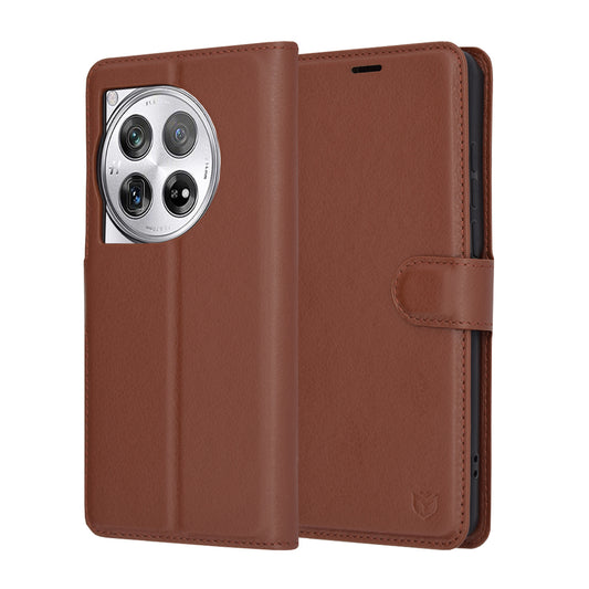 Deksel til OnePlus 12, Techsuit, Leather Folio, Brun