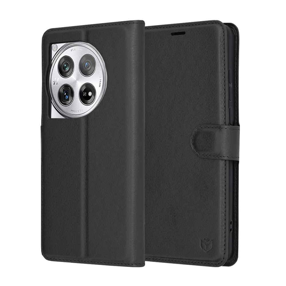 Deksel for OnePlus 12, Techsuit, Leather Folio, Svart