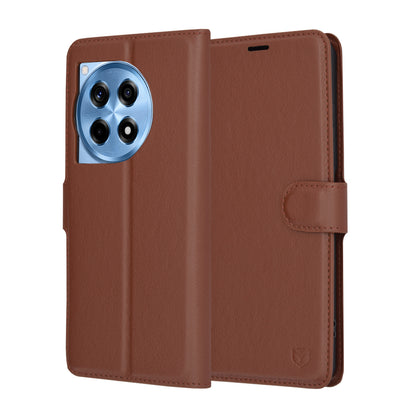 Deksel for OnePlus 12R, Techsuit, Leather Folio, Brun