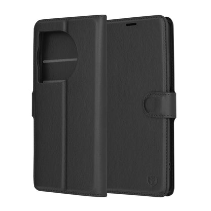 Deksel for OnePlus 12R, Techsuit, Leather Folio, Svart