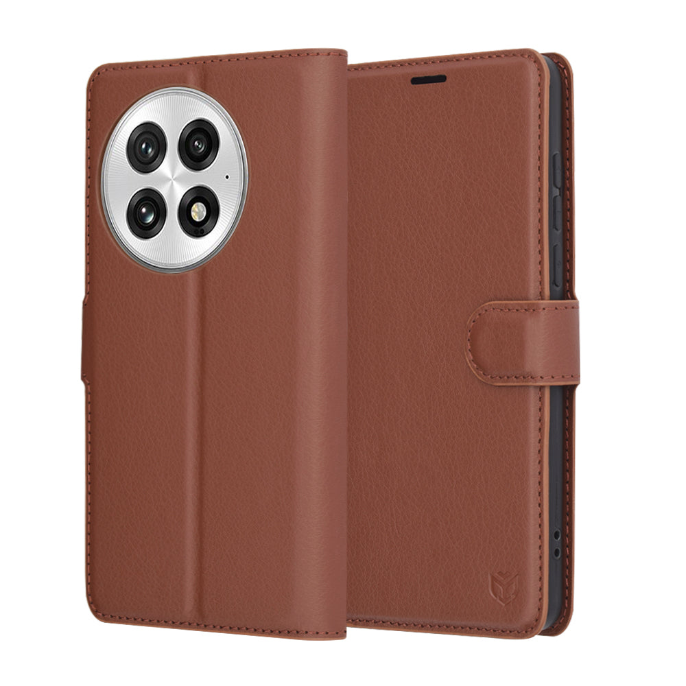 Deksel til OnePlus 13, Techsuit, Leather Folio, Brun