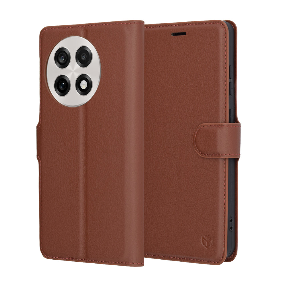 Deksel for OnePlus 13R, Techsuit, Leather Folio, Brun