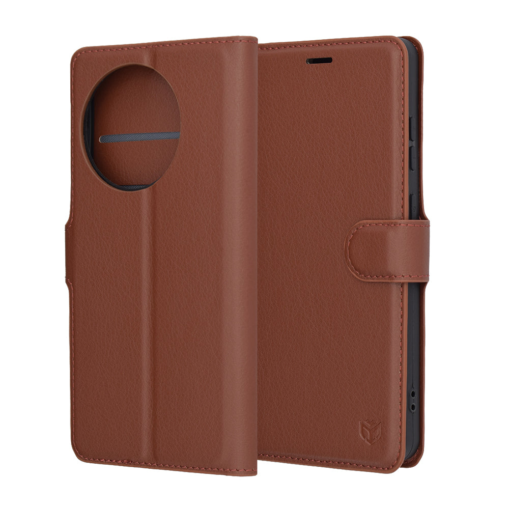 Deksel for OnePlus 13R, Techsuit, Leather Folio, Brun