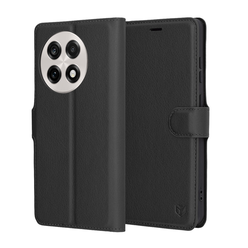 Deksel for OnePlus 13R, Techsuit, Leather Folio, Svart