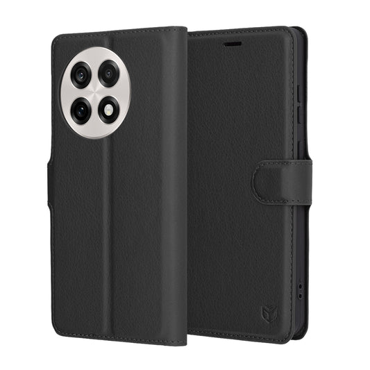Deksel for OnePlus 13R, Techsuit, Leather Folio, Svart