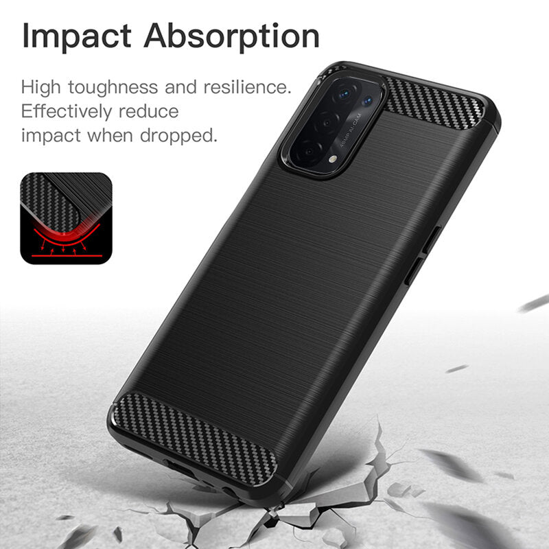 Deksel for OnePlus Nord N200 5G / Oppo A74 5G / A54 5G, Techsuit, Karbon, Svart