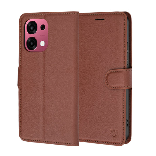 Deksel for Oppo A6 Pro 5G / A6 Pro 4G, Techsuit, lærfolio, brun
