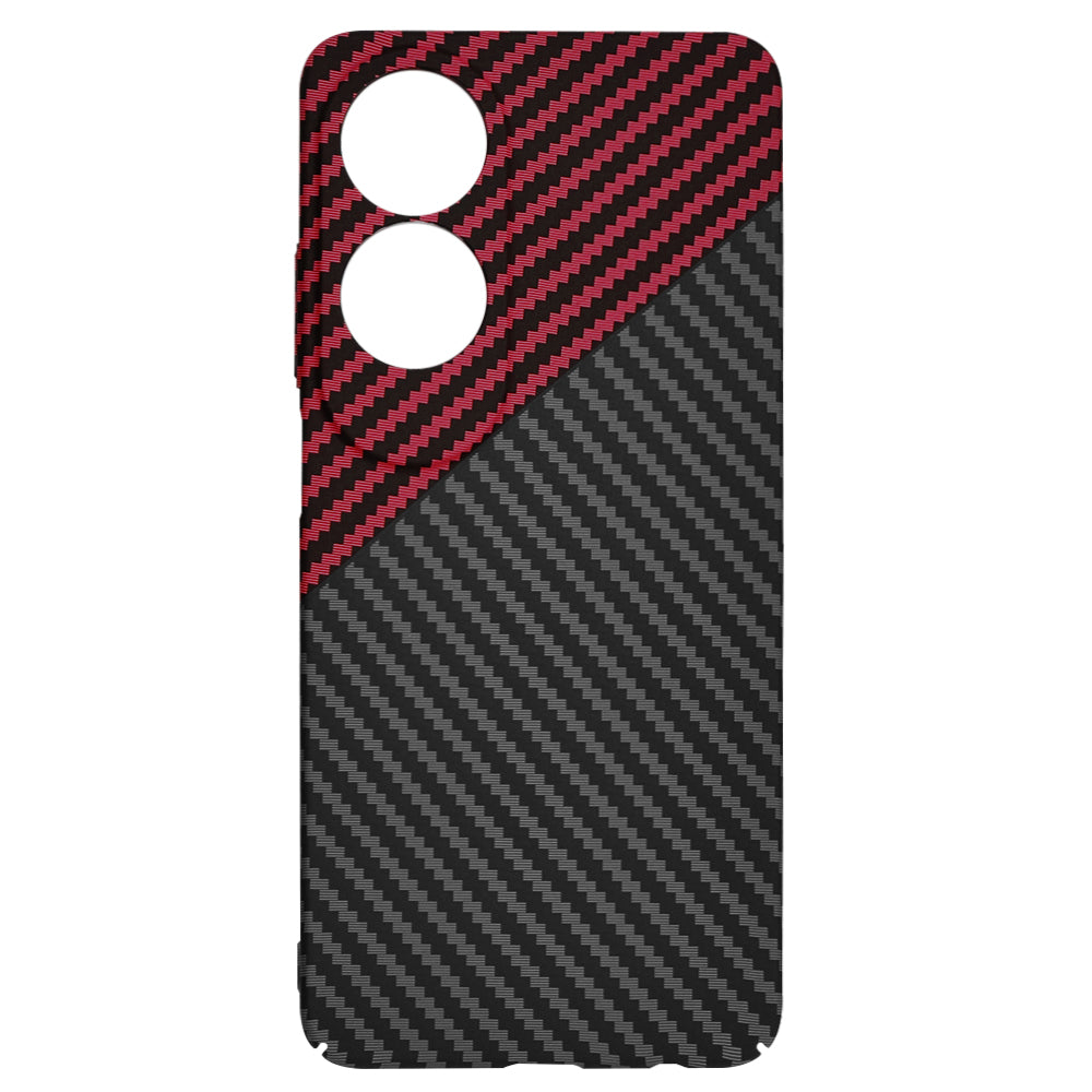 Deksel for Oppo A60, Techsuit, Carbonite FiberShell, Svart Rød