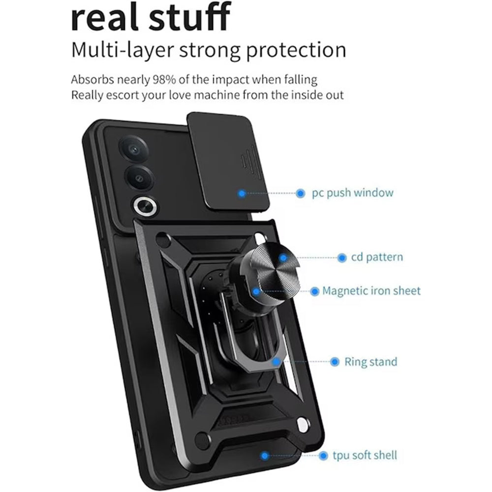 Deksel for Oppo A80, Techsuit, CamShield, Svart