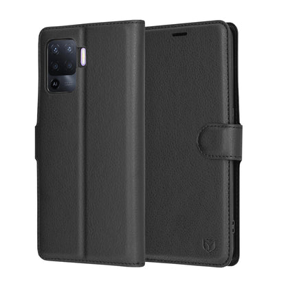 Deksel for Oppo A94 / Reno5 Lite, Techsuit, Leather Folio, Svart