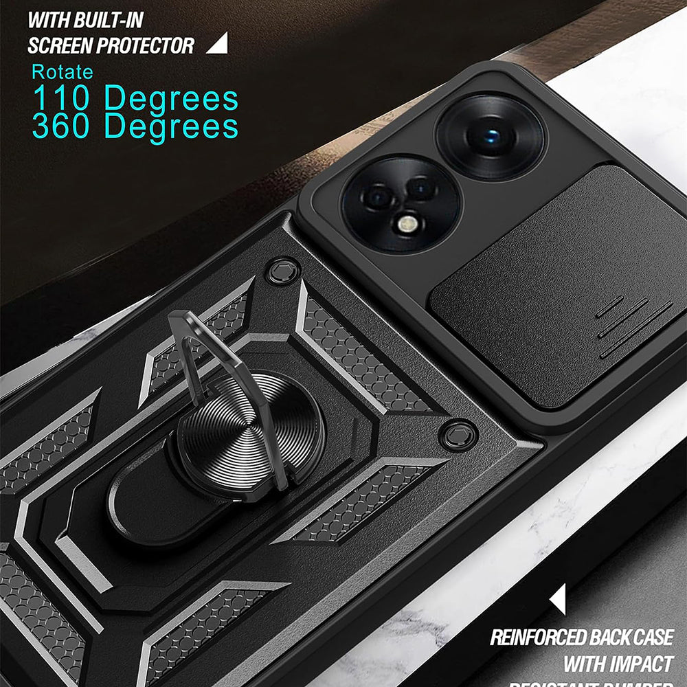 Deksel for Oppo A98, Techsuit, CamShield, Svart