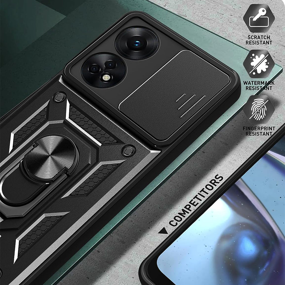 Deksel for Oppo A98, Techsuit, CamShield, Svart