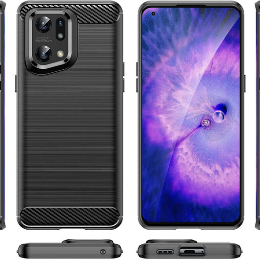 Deksel for Oppo Find X5 Pro, Techsuit, Karbon, Svart