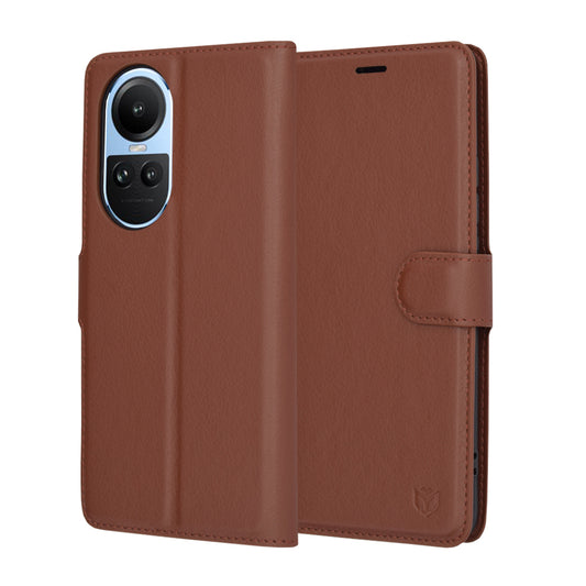 Deksel for Oppo Reno10 / Reno10 Pro, Techsuit, Leather Folio, Brun
