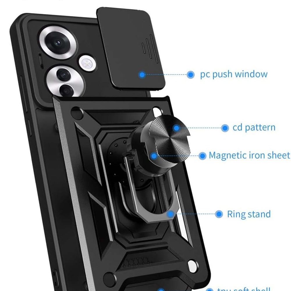 Deksel for Oppo Reno11 F, Techsuit, CamShield, Svart