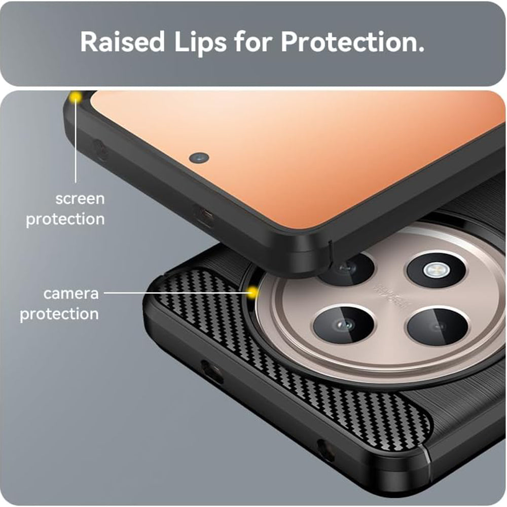 Deksel for Oppo Reno12 FS 5G / Reno12 FS 4G / Reno12 F 4G / Reno12 F, Techsuit, Karbon, Svart