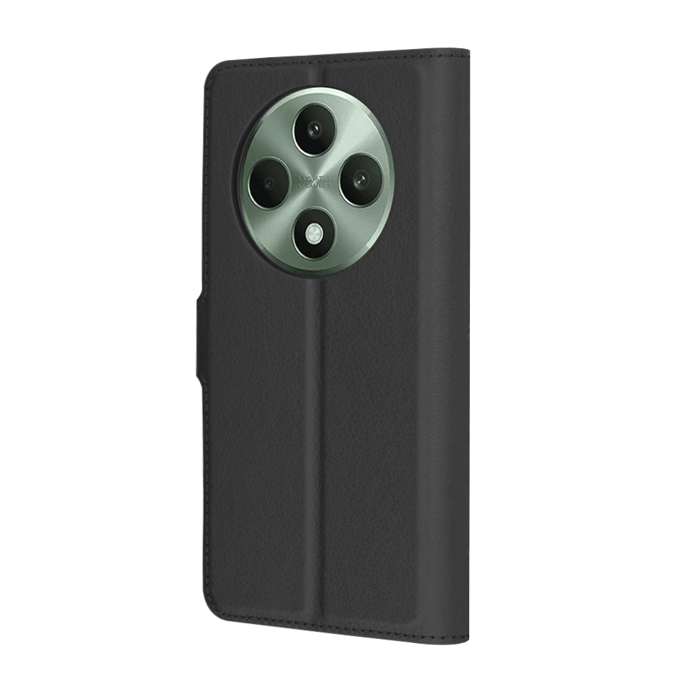 Deksel for Oppo Reno12 FS 5G / Reno12 FS 4G / Reno12 F 4G / Reno12 F, Techsuit, Lær Folio, Svart