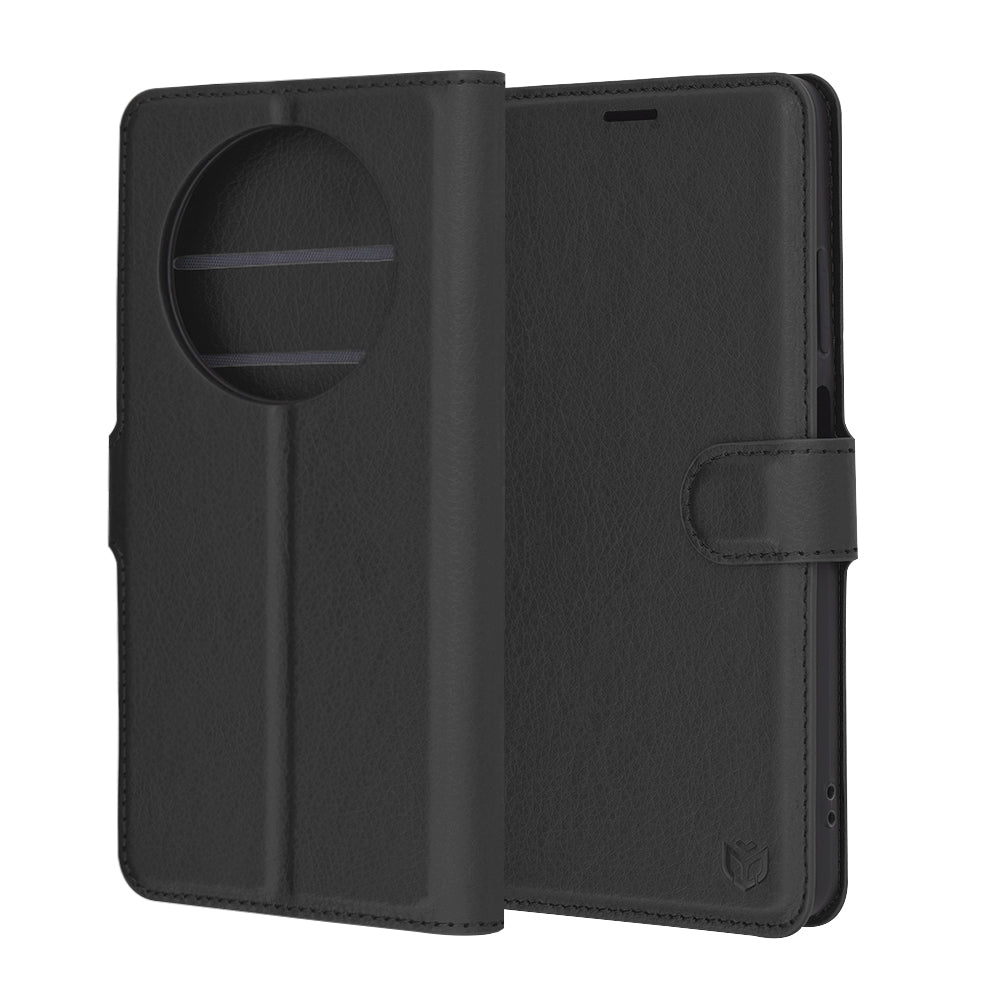 Deksel for Oppo Reno12 FS 5G / Reno12 FS 4G / Reno12 F 4G / Reno12 F, Techsuit, Lær Folio, Svart
