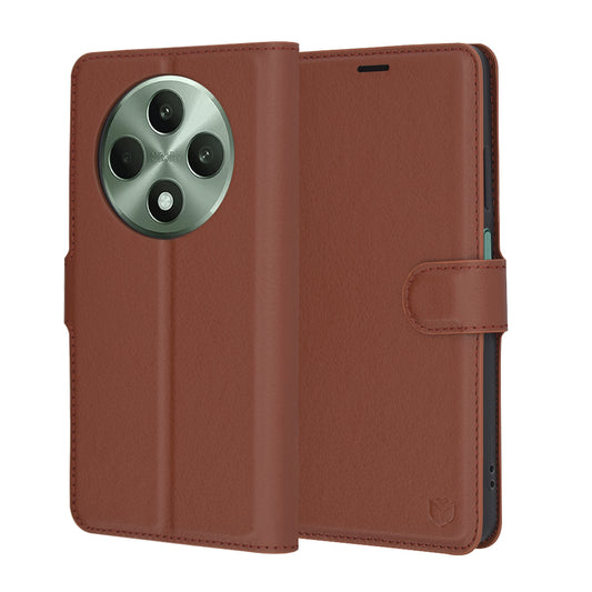 Deksel for Oppo Reno12 FS 5G / Reno12 FS 4G / Reno12 F 4G / Reno12 F, Techsuit, Leather Folio, Brun