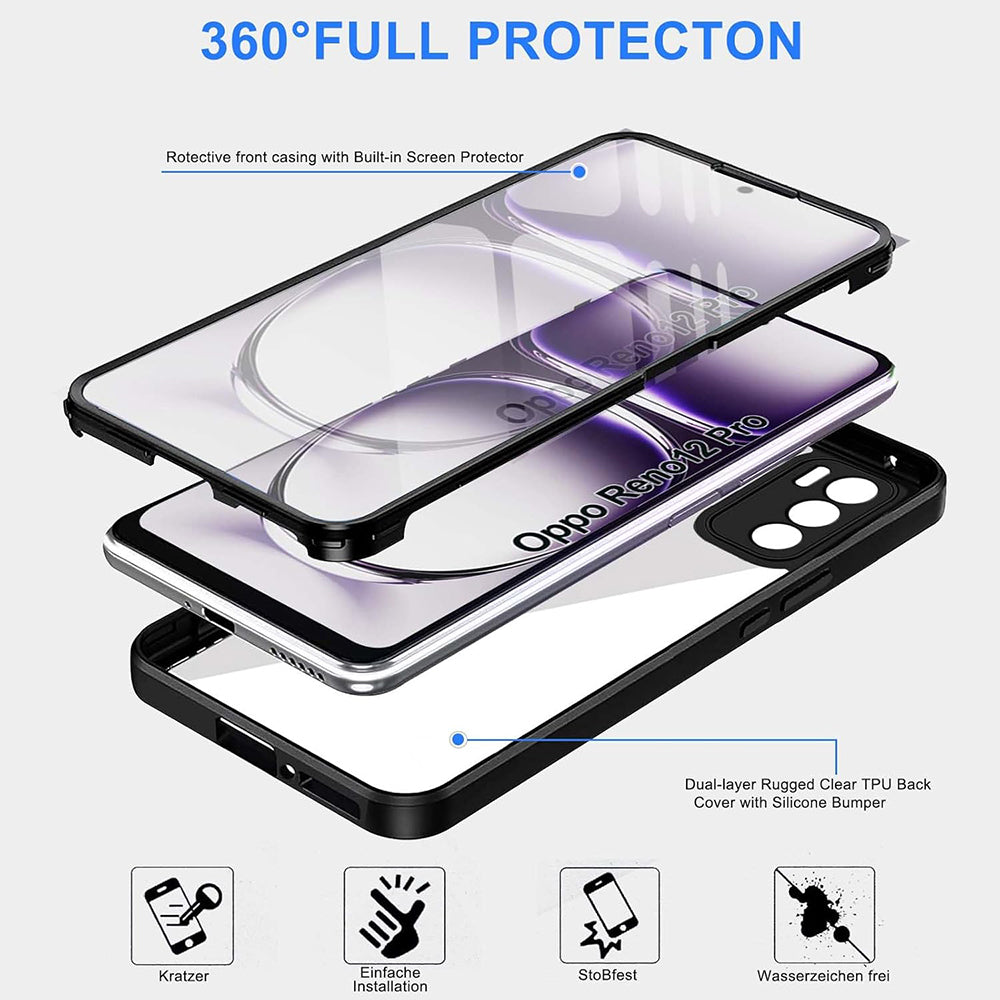 Deksel for Oppo Reno12 Pro, Techsuit, ColorVerse 360, Svart