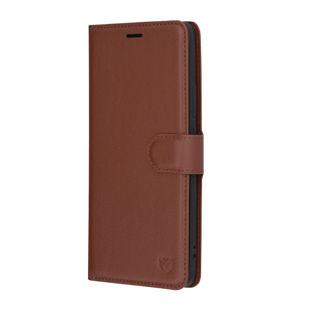 Deksel for Oppo Reno12, Techsuit, Leather Folio, Brun