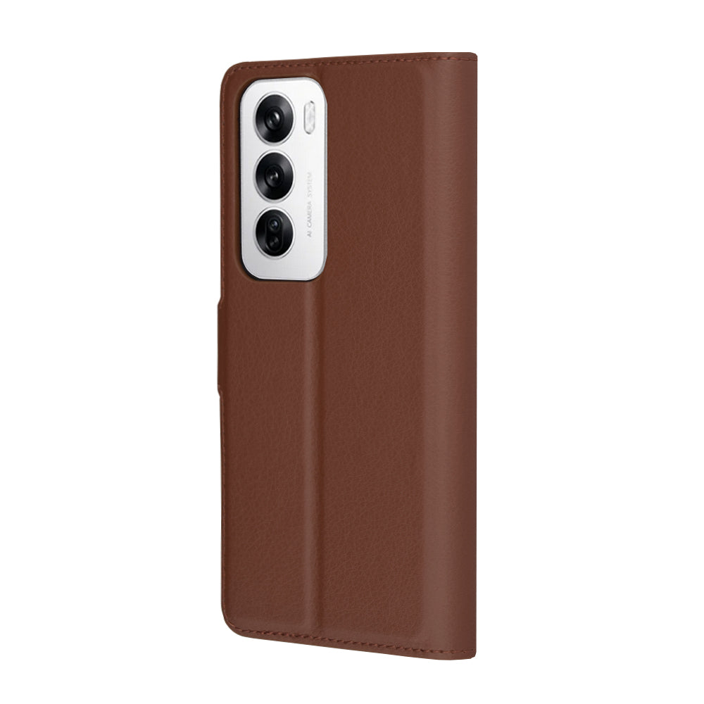 Deksel for Oppo Reno12, Techsuit, Leather Folio, Brun