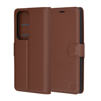 Deksel for Oppo Reno12, Techsuit, Leather Folio, Brun
