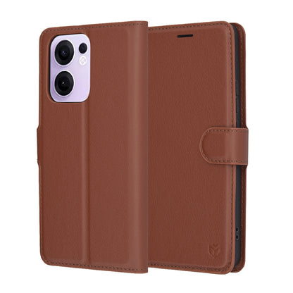 Deksel for Oppo Reno13 FS 5G / Reno13 F 4G / Reno13 F, Techsuit, lærfolio, brun