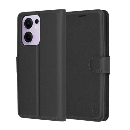 Deksel for Oppo Reno13 FS 5G / Reno13 F 4G / Reno13 F, Techsuit, lærfolio, svart