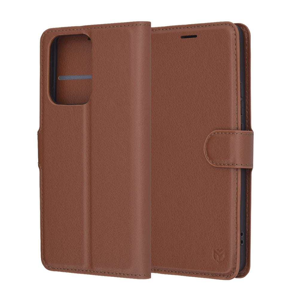 Deksel for Oppo Reno13 FS 5G / Reno13 F 4G / Reno13 F, Techsuit, lærfolio, brun