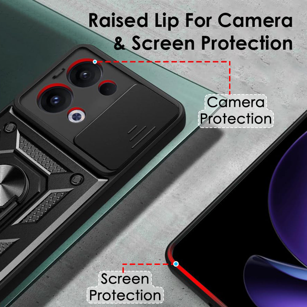 Deksel til Oppo Reno13, Techsuit, CamShield, Svart