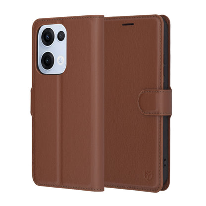 Deksel til Oppo Reno13, Techsuit, Leather Folio, Brun