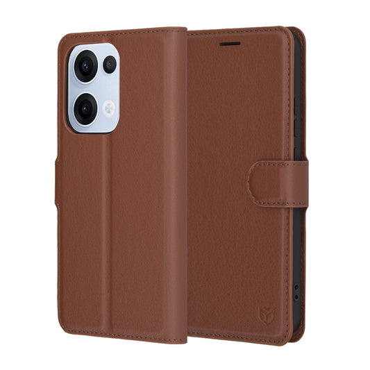 Deksel til Oppo Reno13, Techsuit, Leather Folio, Brun