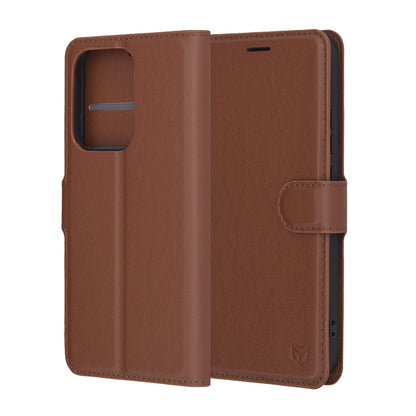 Deksel til Oppo Reno13, Techsuit, Leather Folio, Brun