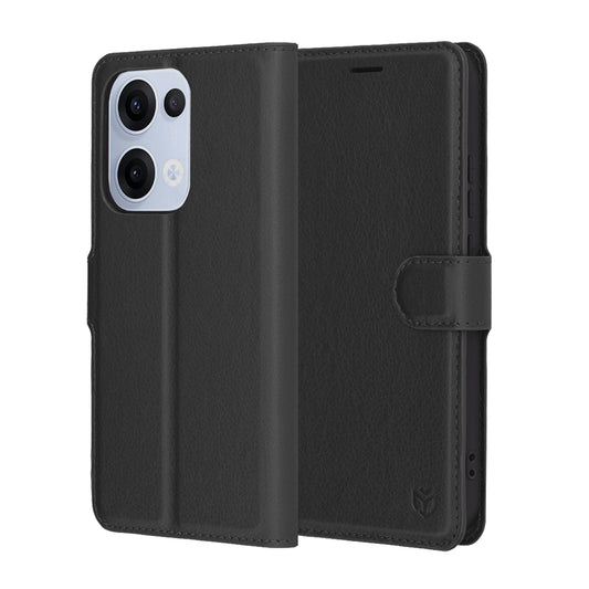 Deksel for Oppo Reno13, Techsuit, Leather Folio, Svart