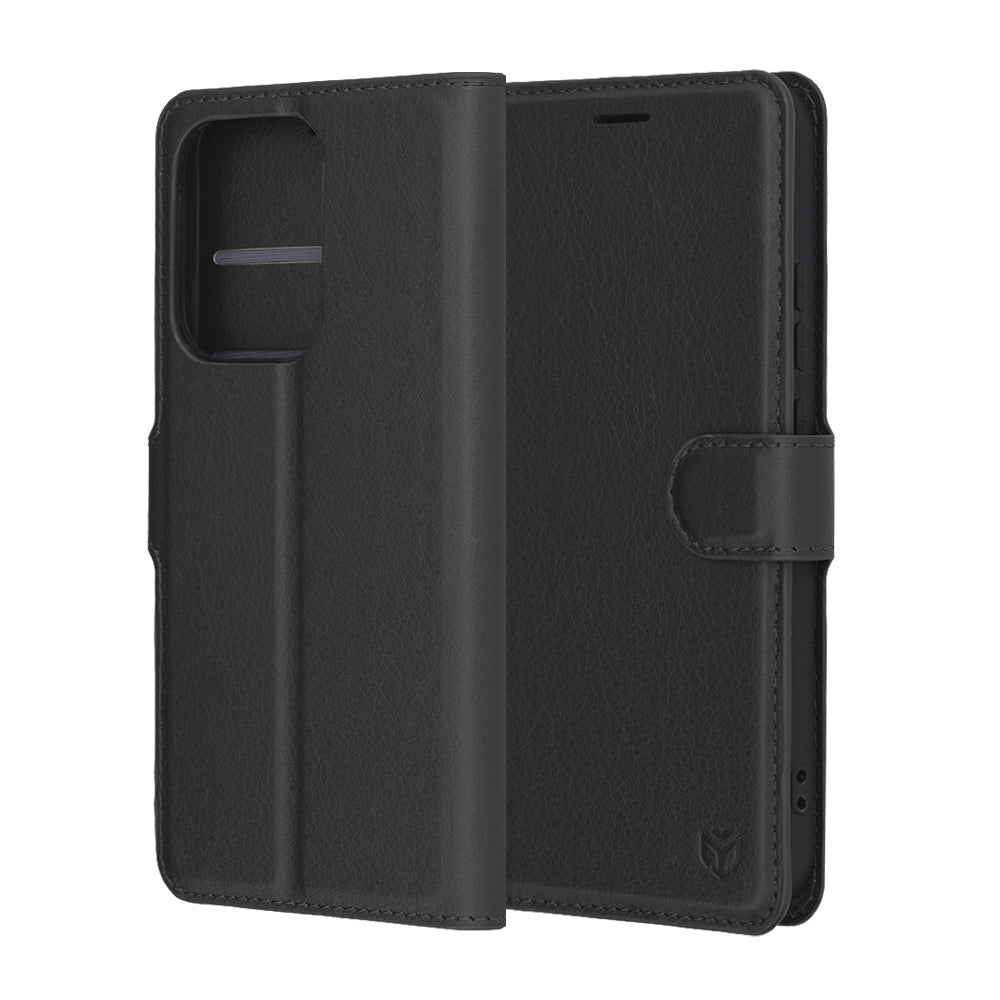 Deksel for Oppo Reno13, Techsuit, Leather Folio, Svart