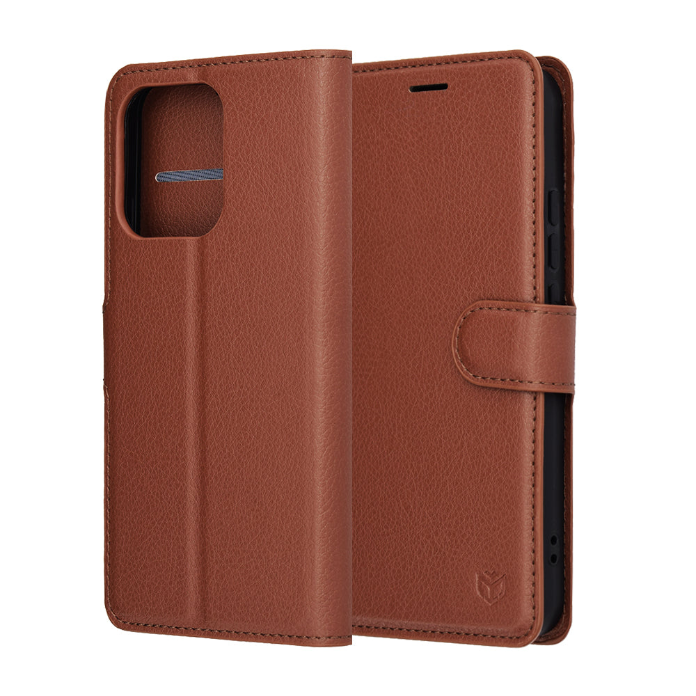 Deksel for Oppo Reno14, Techsuit, Leather Folio, Brun