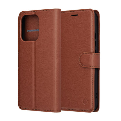 Deksel for Oppo Reno14, Techsuit, Leather Folio, Brun
